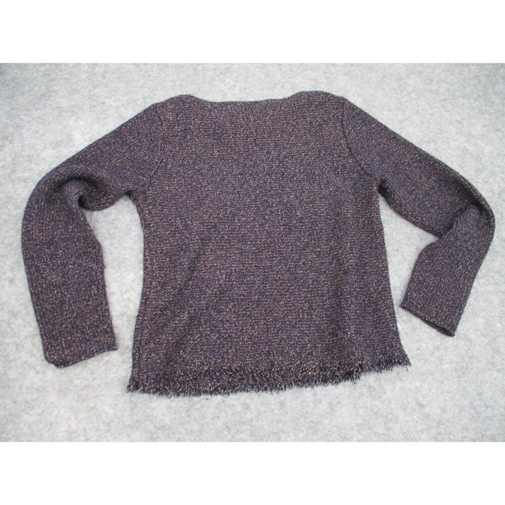 Eileen Fisher Womens Sweater Small Fringe Hem Bateau Neckline Multi Color Wool - Picture 4 of 16
